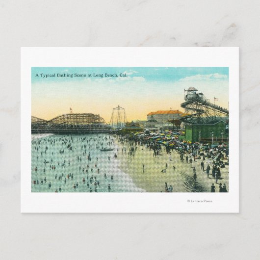 Carte Postale Une scène de baignade typique à la plage (Devant)