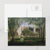 Carte Postale Une scène de jardin, avec un garçon (Devant / Derrière)