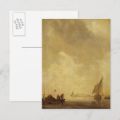 Carte Postale Une scène de rivière, avec des pêcheurs sur un fil (Devant / Derrière)