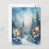 Carte Postale Une scène hivernale neigeuse (Devant / Derrière)