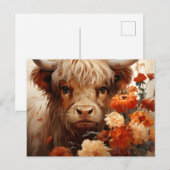 Carte Postale Une série de vaches florales Highland Design 1 (Devant / Derrière)