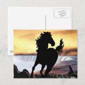 Carte Postale Une silhouette de cheval et une cascade (Devant / Derrière)