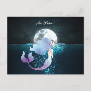 Carte Postale Une Sirène nager en paix sous la Pleine lune