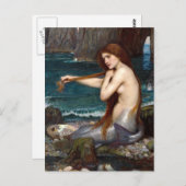 Carte Postale Une sirène, Waterhouse (Devant / Derrière)