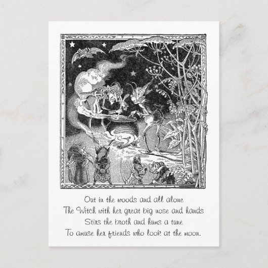 Carte Postale Une sorcière brasse pour les amis de la forêt (Devant)