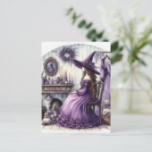 Carte Postale Une sorcière et son chat (Debout devant)