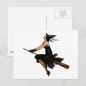 Carte Postale Une sorcière merveilleuse s'envole sur sa chambre (Devant / Derrière)
