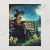 Carte Postale Une sorcière près des jonquilles de nuit (Devant)