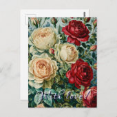 Carte Postale Une splendeur rose. Bouquet floral de roses. (Devant / Derrière)