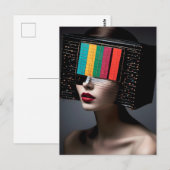 Carte Postale Une tête de télévision couleur (Devant / Derrière)