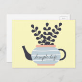 Carte Postale Une théière moderne simple au pastel plante (Devant / Derrière)