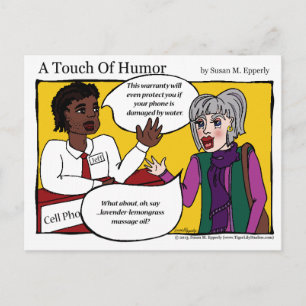 Carte Postale "Une touche d'Humour" Comique de massage par télép