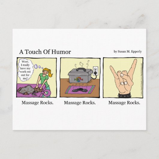 Carte Postale "Une touche d'Humour" Massage Rocks Comic (Devant)
