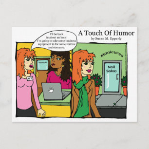 Carte Postale "Une touche d'Humour" Nail Salon Spa Massage Comic