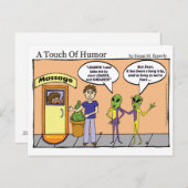 Carte Postale "Une touche d'Humour" Space Aliens Massage Comic (Devant / Derrière)