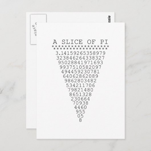 Carte Postale Une tranche de chiffres Pi (Devant / Derrière)