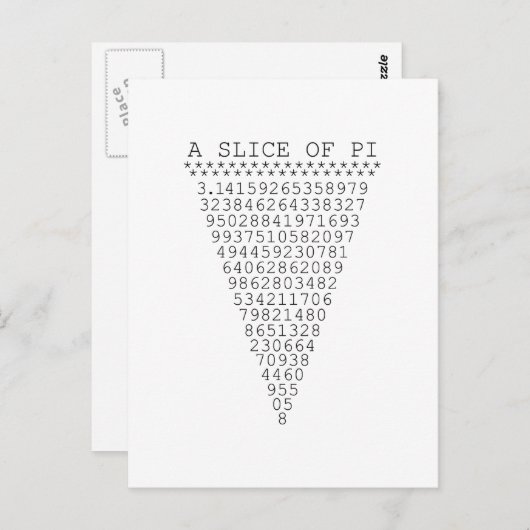 Carte Postale Une tranche de numéros Pi (Devant / Derrière)