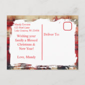 Carte Postale Une vache festive à Santa Hat Pays Noël (Dos)