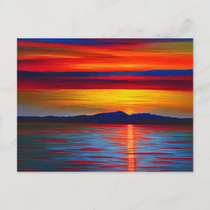 Carte Postale Une version abstraite du coucher de soleil sur l'o