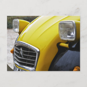 Carte Postale Une vieille Citroen 2CV 2 CV noire et jaune, détai