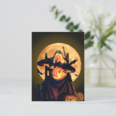 Carte Postale Une vieille sorcière caresse des Citrouilles pour  (Debout devant)