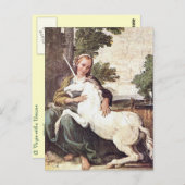 Carte Postale Une vierge avec licorne par Domenico Zampieri (Devant / Derrière)