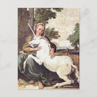 Carte Postale Une vierge avec licorne par Domenico Zampieri