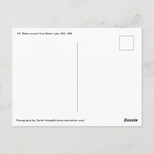 Carte Postale Une vue alpine de Baker de Mt de lac baker (Dos)