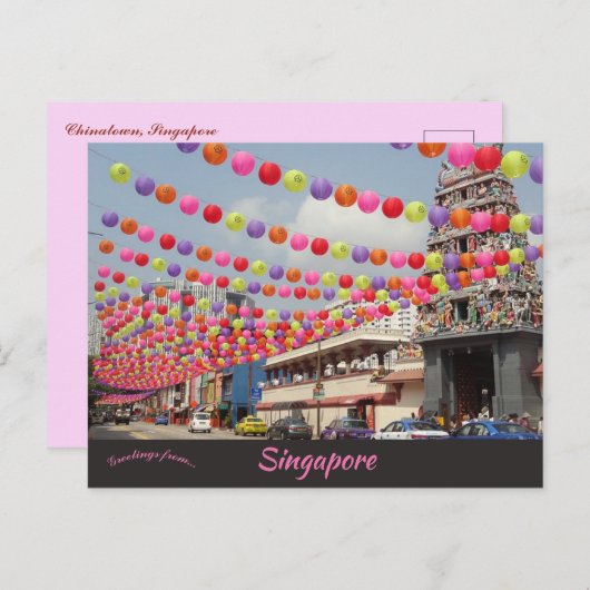 Carte Postale Une vue de Chinatown Singapore Postcard (Devant / Derrière)
