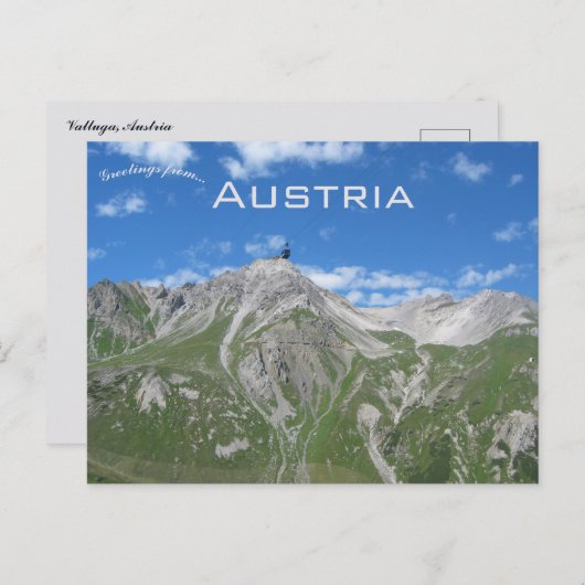 Carte Postale Une vue de Valluga Autriche (Devant / Derrière)