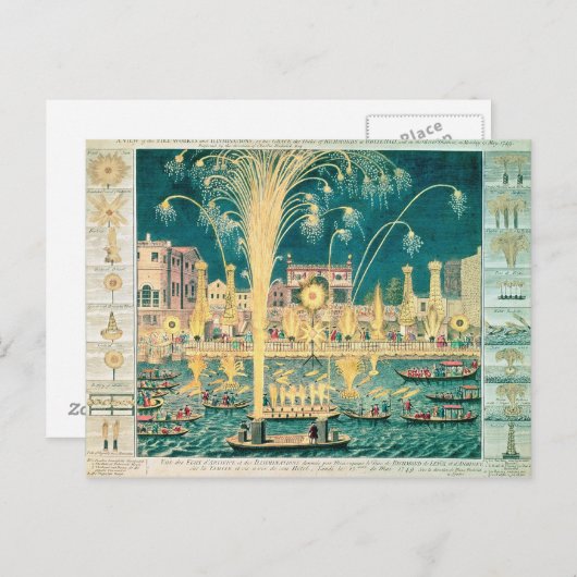 Carte Postale Une vue des feux d'artifice et des illuminations (Devant / Derrière)