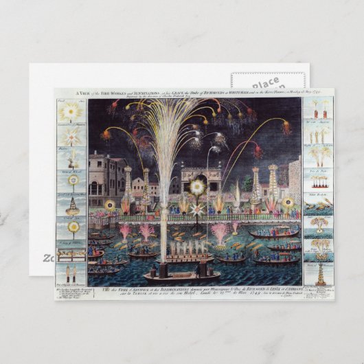 Carte Postale Une vue des feux d'artifice et des illuminations (Devant / Derrière)