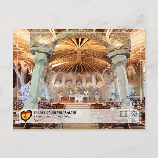 Carte Postale UNESCO - Antoni Gaud, Crypte à la Colonia G ￼ ell (Devant)
