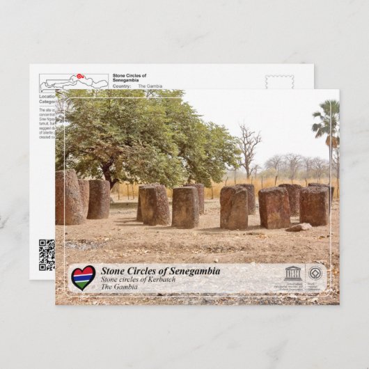 Carte Postale UNESCO - Cercles de pierre de Sénégal - Kerbatch (Devant / Derrière)