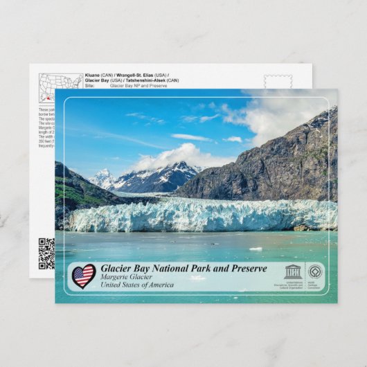 Carte Postale UNESCO - Glacier Bay NP - Glacier Margerie (Devant / Derrière)