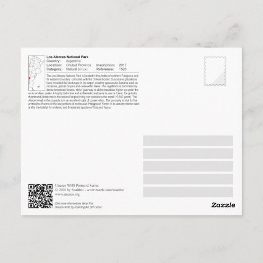 Carte Postale UNESCO - Parc national Los Alerces (Dos)