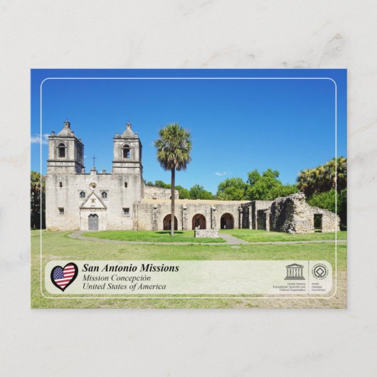 Carte Postale UNESCO - San Antonio - Mission Concepción (Devant)