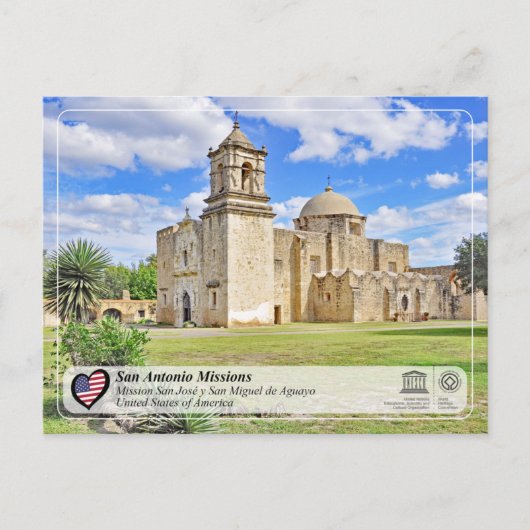 Carte Postale UNESCO - San Antonio - Mission San José (Devant)