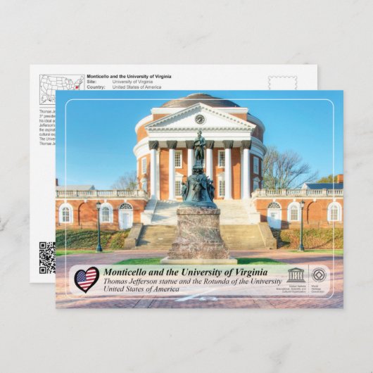 Carte Postale UNESCO - University of Virginia in Charlottesville (Devant / Derrière)