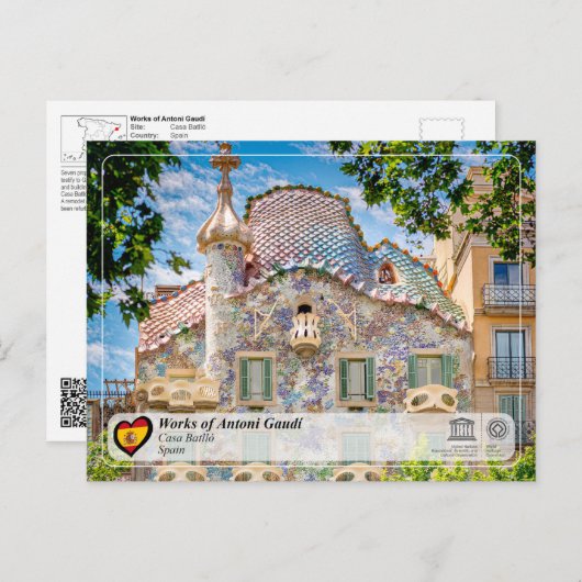 Carte Postale UNESCO WHS - Antoni Gaudí - Casa Batlló (Devant / Derrière)