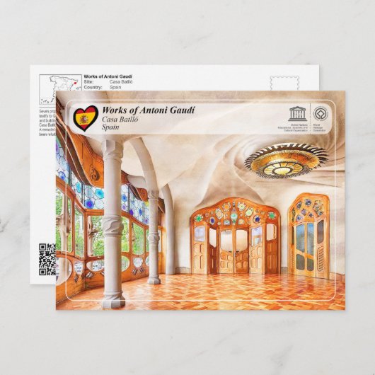 Carte Postale UNESCO WHS - Antoni Gaudí - Casa Batlló (Devant / Derrière)