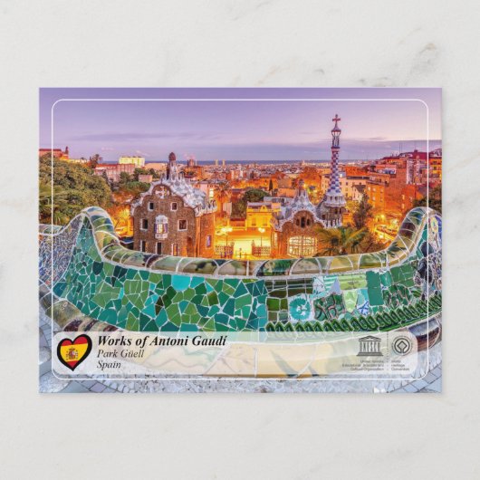 Carte Postale UNESCO WHS - Antoni Gaudí - Parc Güell (Devant)