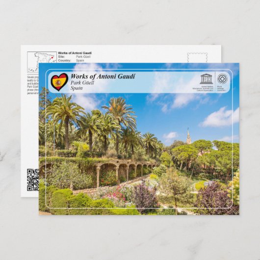 Carte Postale UNESCO WHS - Antoni Gaudí - Parc Güell (Devant / Derrière)