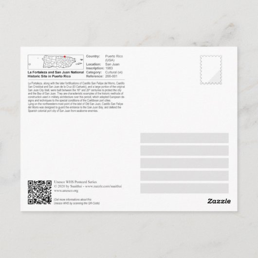 Carte Postale UNESCO WHS - Castillo San Felipe del Morro (Dos)