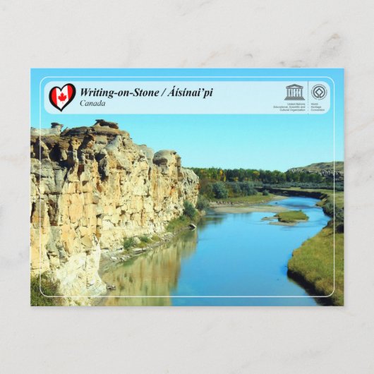 Carte Postale UNESCO WHS - Ecriture sur pierre / Áísínai’pi (Devant)