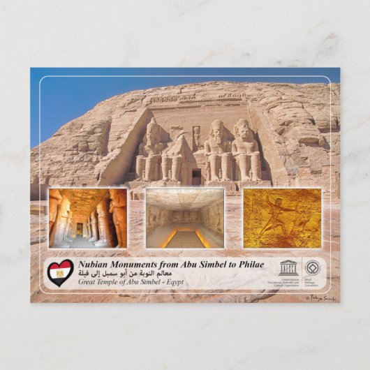 Carte Postale UNESCO WHS - Monuments Nubiens - Abu Simbel (Devant)
