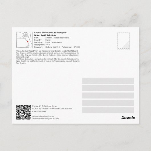 Carte Postale UNESCO WHS - Thèbes antiques - Thèbes Necropolis (Dos)