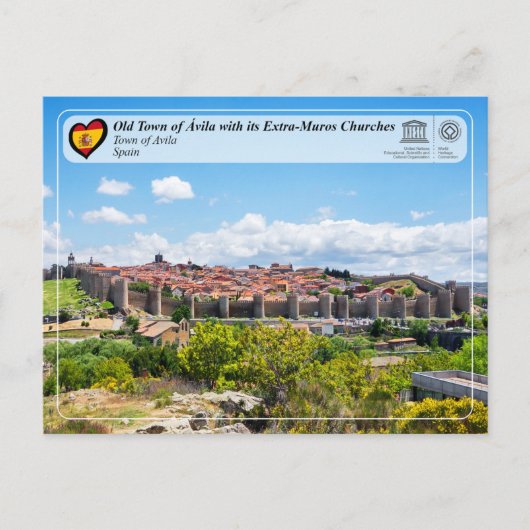 Carte Postale UNESCO WHS - Vieille ville d'Ávila avec ses église (Devant)