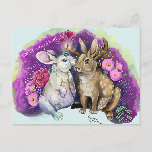 Carte Postale Unibunny Bisses Jackalope Amour magique (Devant)