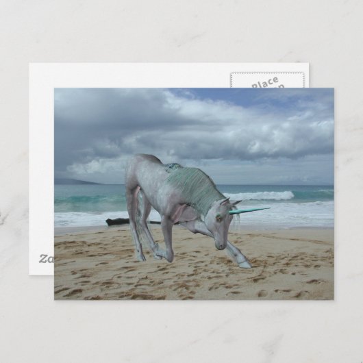 Carte postale Unicorn à cornes (Devant / Derrière)